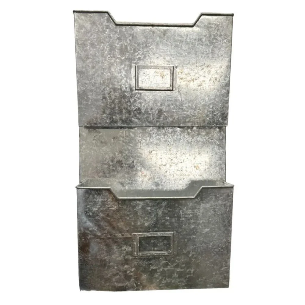 Galvanized Metal Mail & Magazine Wall Organizer With Double Pockets - Picture 1 of 7